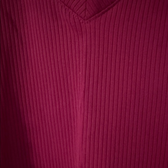 New York & Company Women's V-Neck Long Sleeve Top - Rich Burgundy - Picture 3 of 5